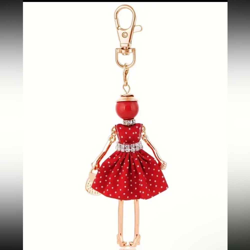 Red Polka Dot fashionista doll Keychain bag charm